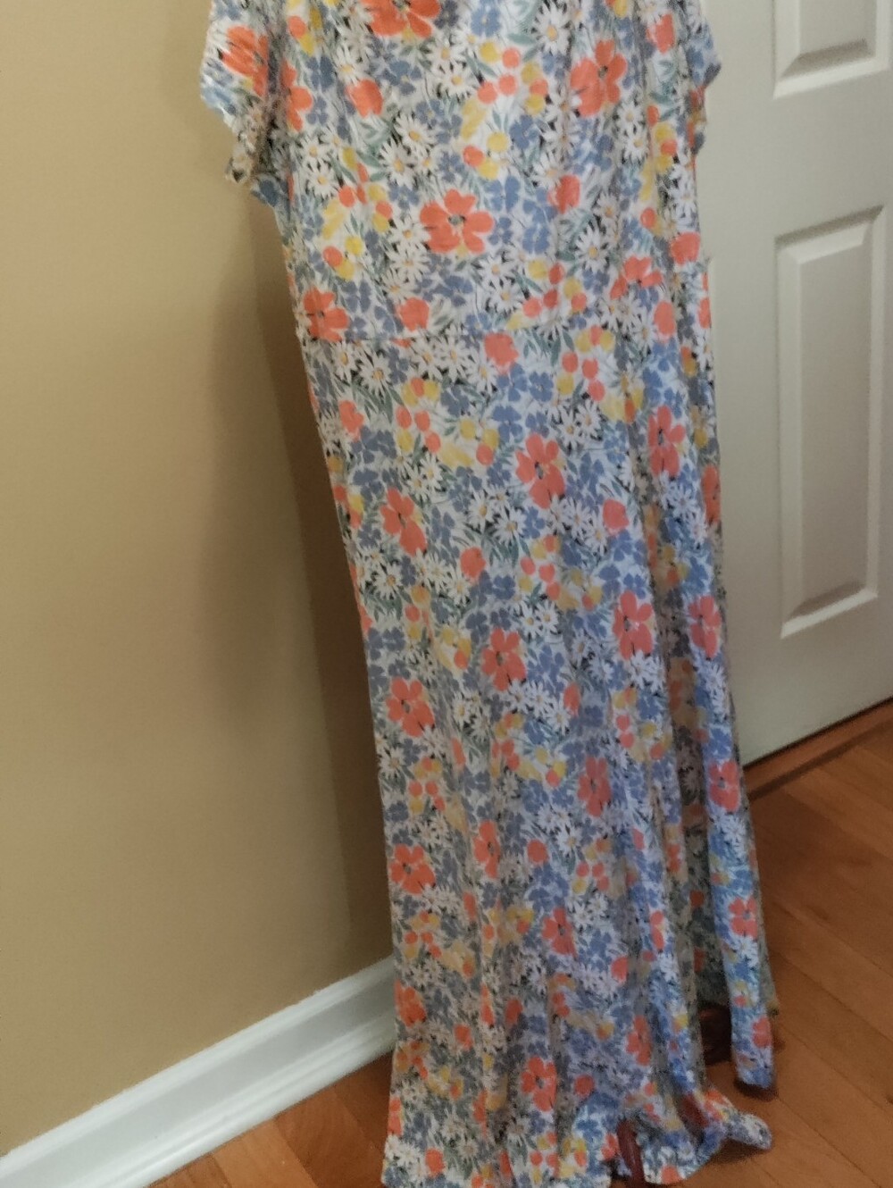 Chaps Floral Maxi Dress in Coral, Blue & Yellow